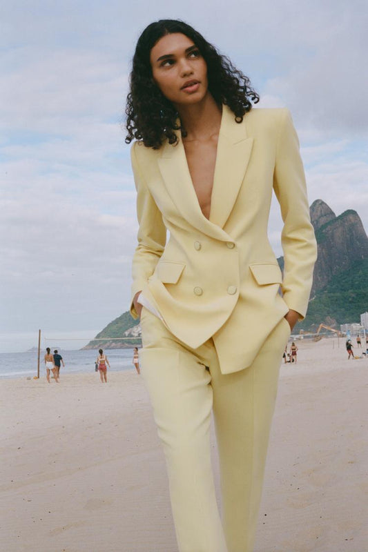 DOUBLE BREASTED SHOULDER PAD BLAZER