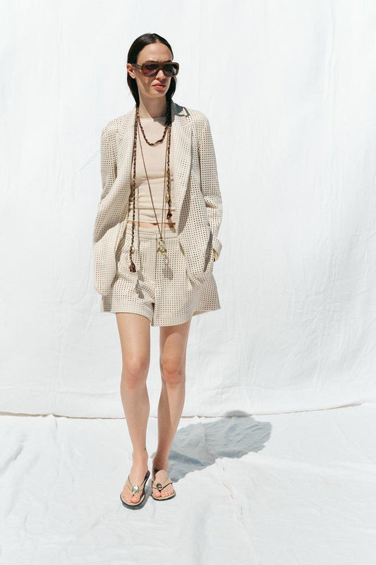 FAUX SUEDE CUTOUT BLAZER