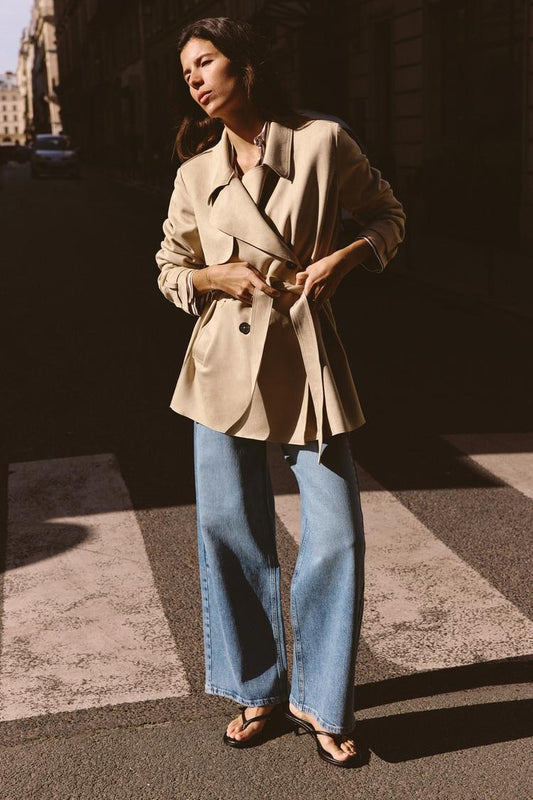 FAUX SUEDE TRENCH COAT