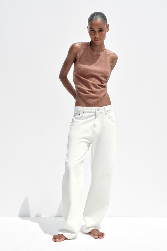 TRF SLOUCHY BELTED MID-RISE JEANS